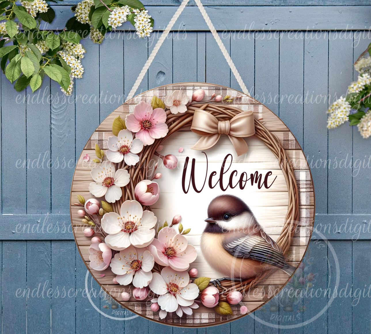 HELLO SPRING CHERRY BLOSSOM BUNDLE OF 6 WITH TEXT