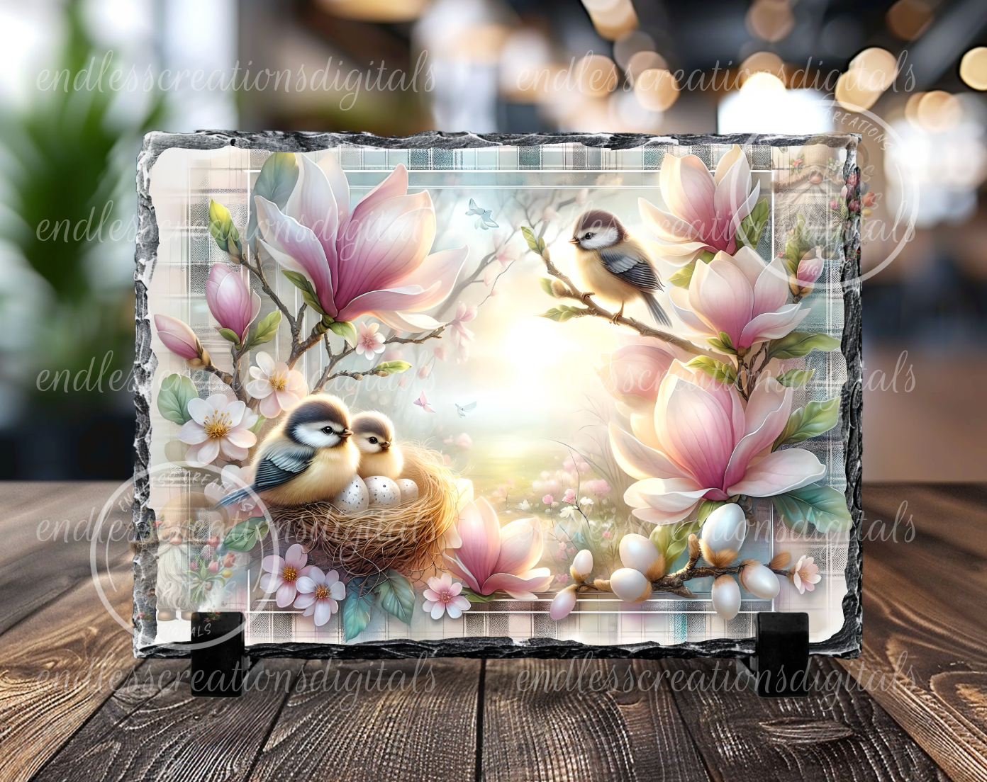 FLORAL SPRING CHICKADEE RECTANGLE
