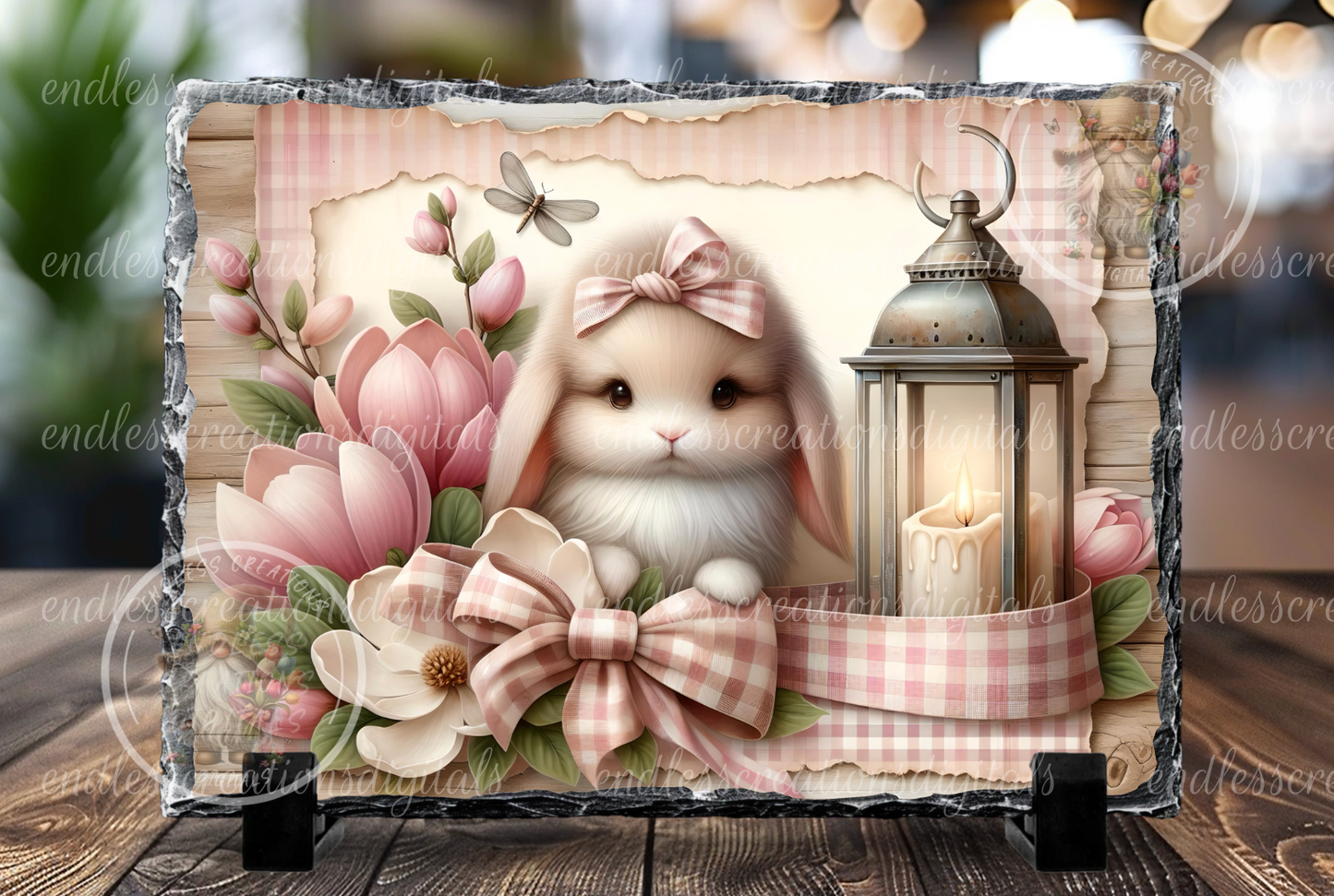 SPRING BUNNY FLORAL RECTANGLE