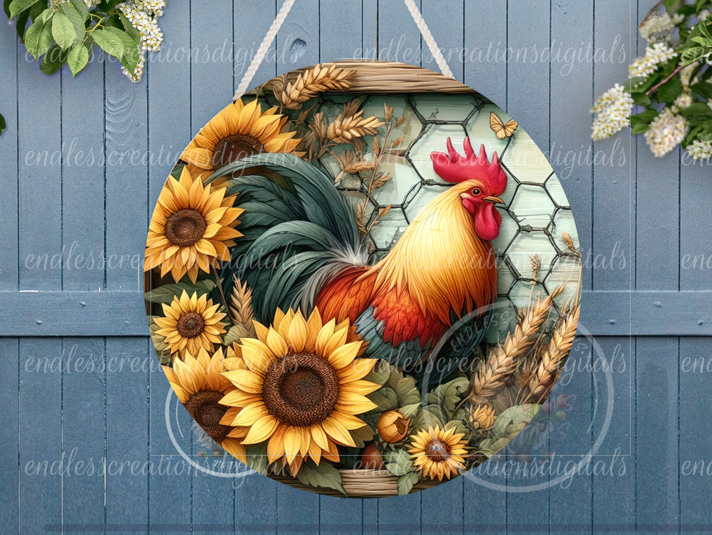 ROOSTER SUNFLOWER CLOCK DESIGN