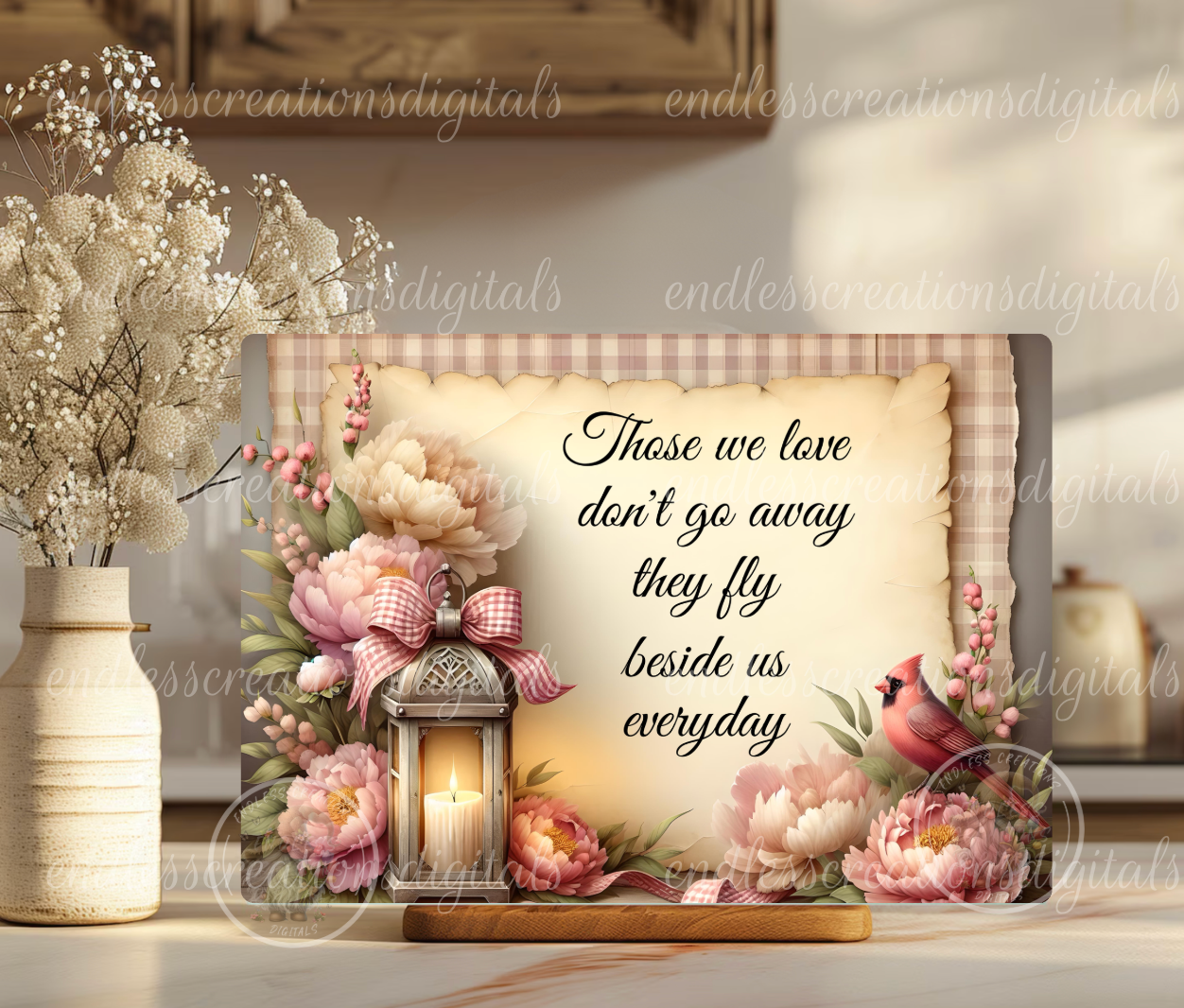 MEMORIAL CARDINAL FLORAL LANTERN