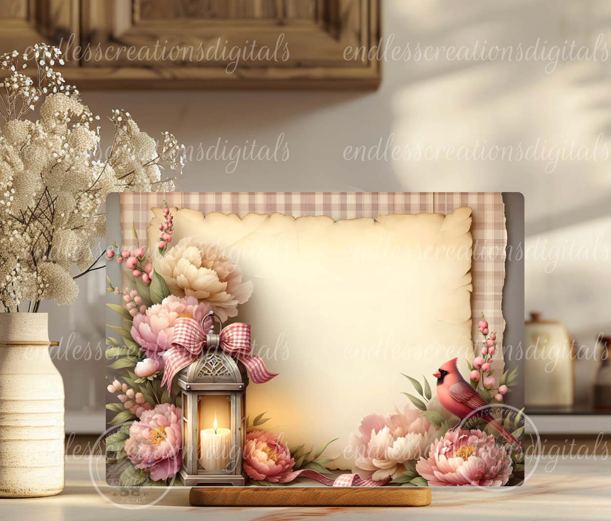 MEMORIAL CARDINAL FLORAL LANTERN
