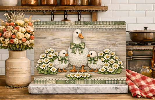 GREEN RUSTIC VINTAGE GOOSE RECTANGLE DESIGN