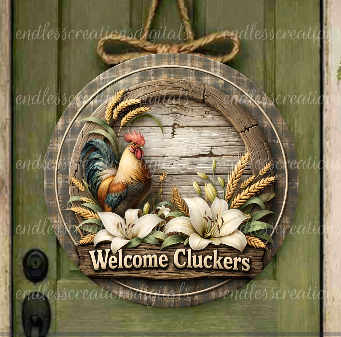 FARMHOUSE ROOSTER ROUND AND CLOCK DESIGN
