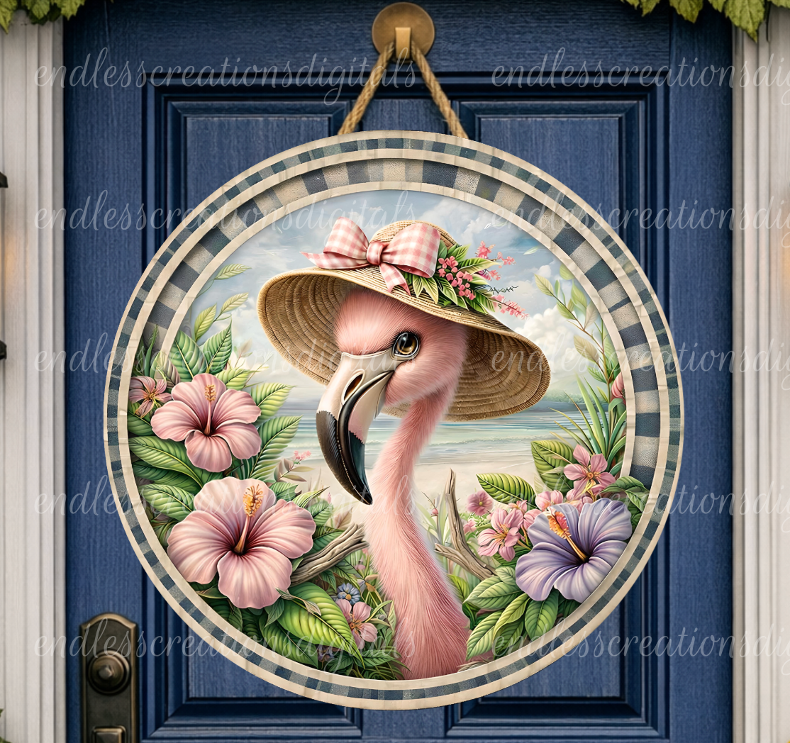 TROPICAL FLAMINGO ROUND/CLOCK DESIGN