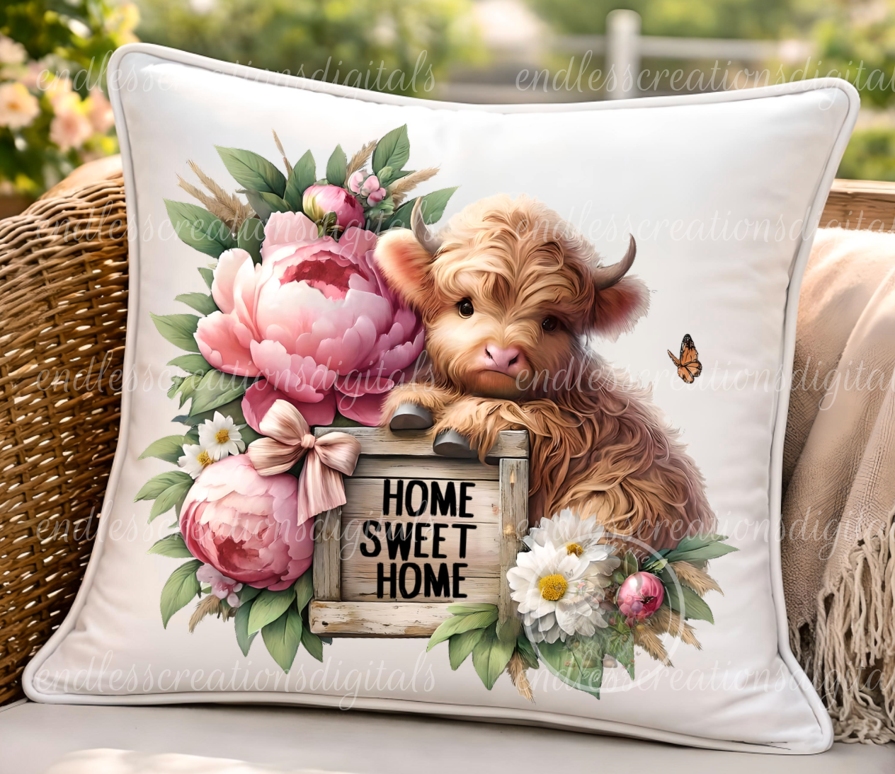 SPRING FLORAL HIGHLAND COW ROUND