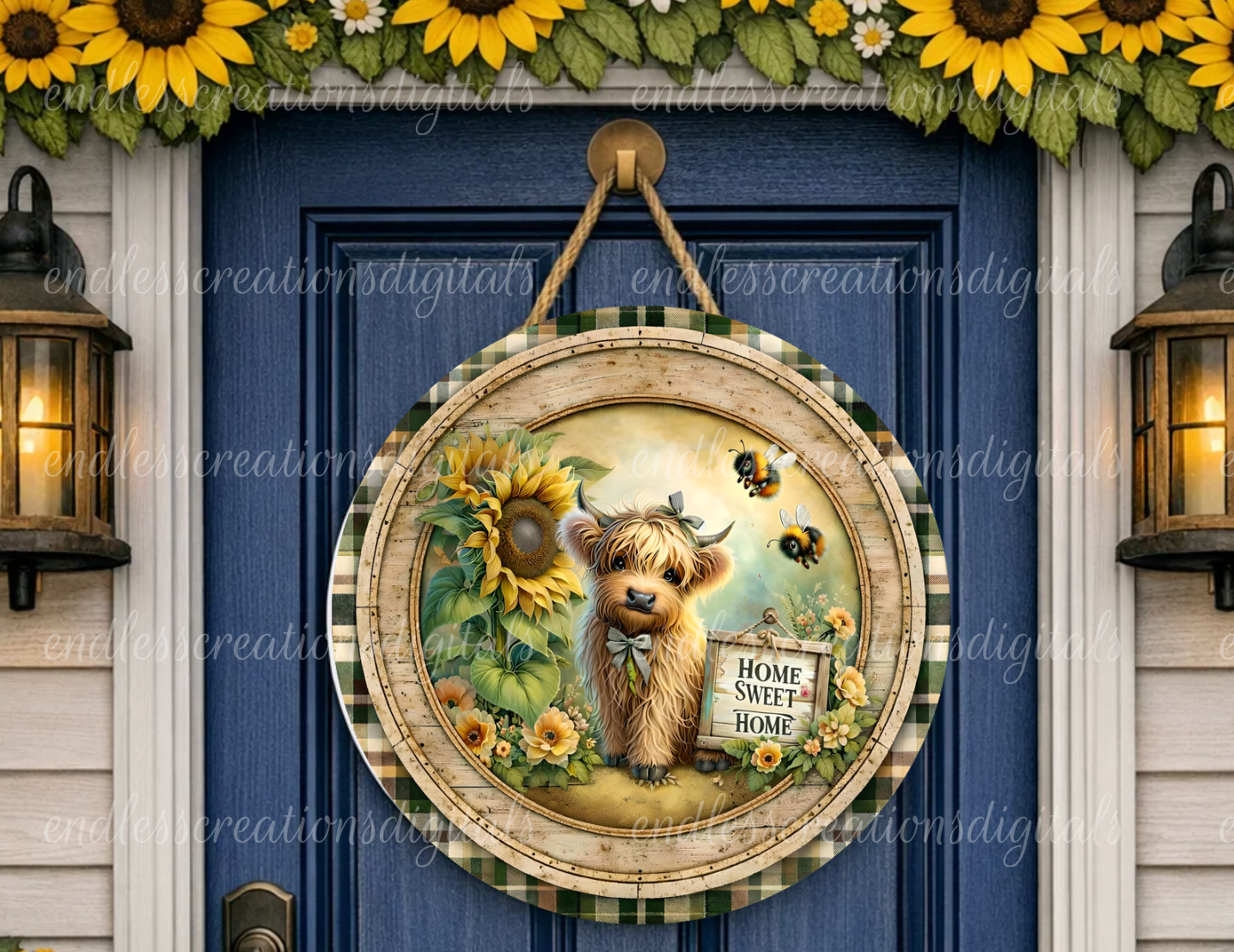 SUNFLOWER HIGHLAND COW ROUND/CLOCK DESIGN BUNDLE OF 3
