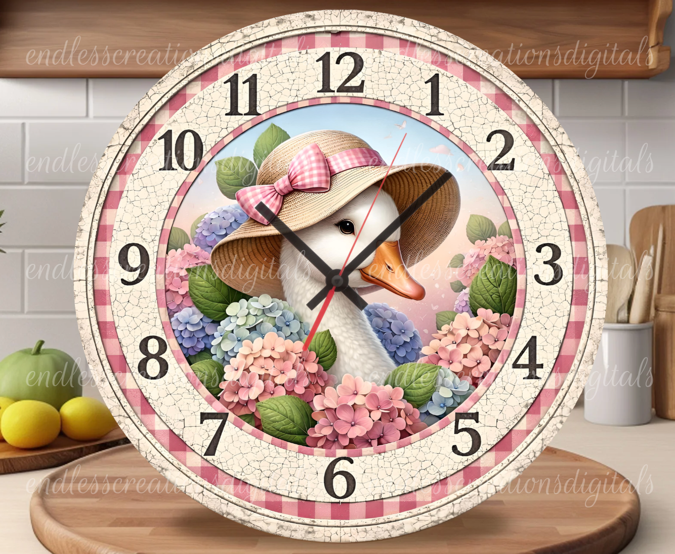 FLORAL HYDRANGEA GOOSE ROUND/CLOCK DESIGN BUNDLE OF 4