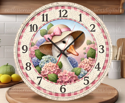 FLORAL HYDRANGEA GOOSE ROUND/CLOCK DESIGN BUNDLE OF 4
