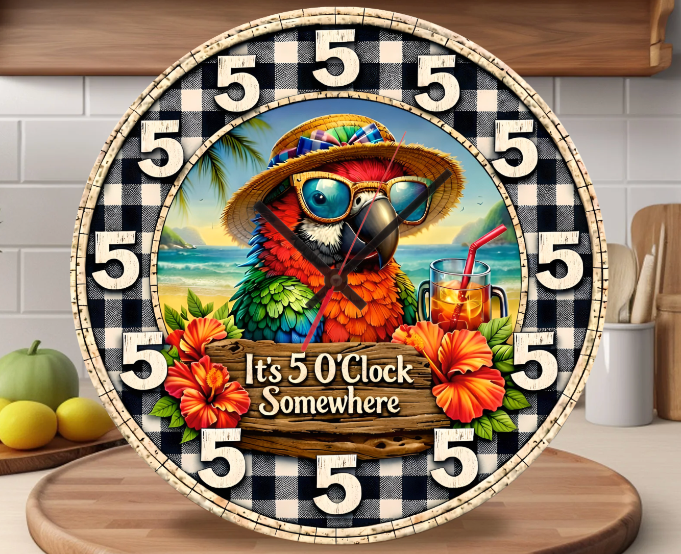 TROPICAL PARROT ROUND/CLOCK DESIGN BUNDLE OF 4