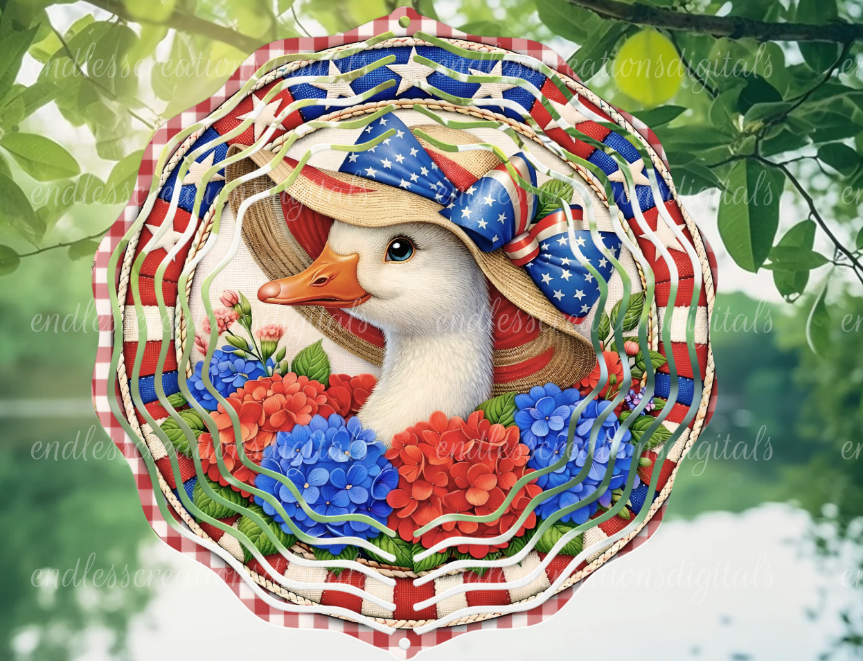PATRIOTIC FLORAL GOOSE ROUND/CLOCK DESIGN BUNDLE OF 4