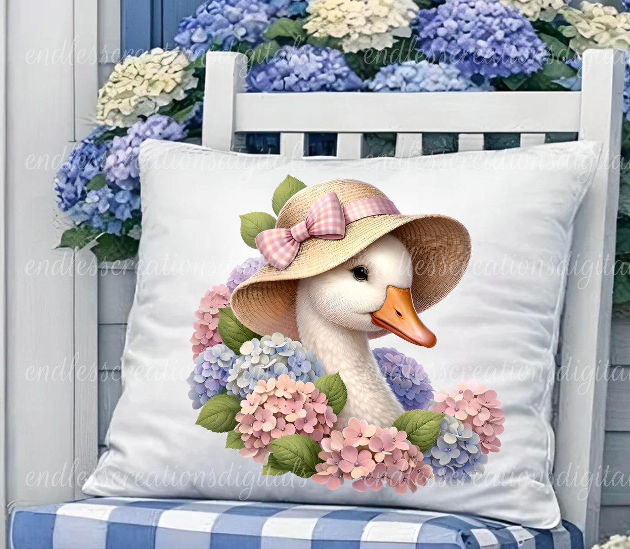 FLORAL HYDRANGEA GOOSE ROUND/CLOCK DESIGN BUNDLE OF 4