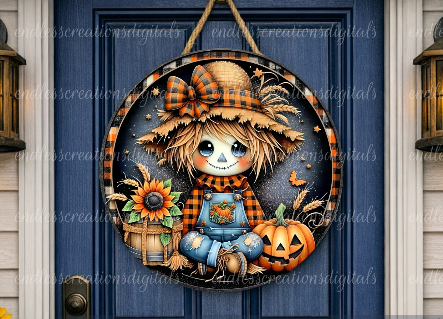 FALL SCARECROW ROUND/CLOCK DESIGN BUNDLE OF 3