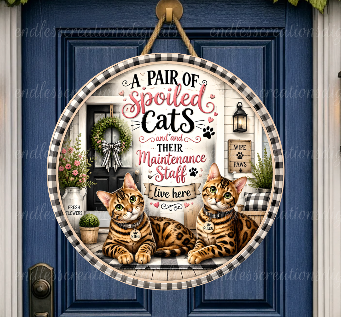 SPOLIED CATS ROUND/GARDEN FLAG BUNDLE OF 2