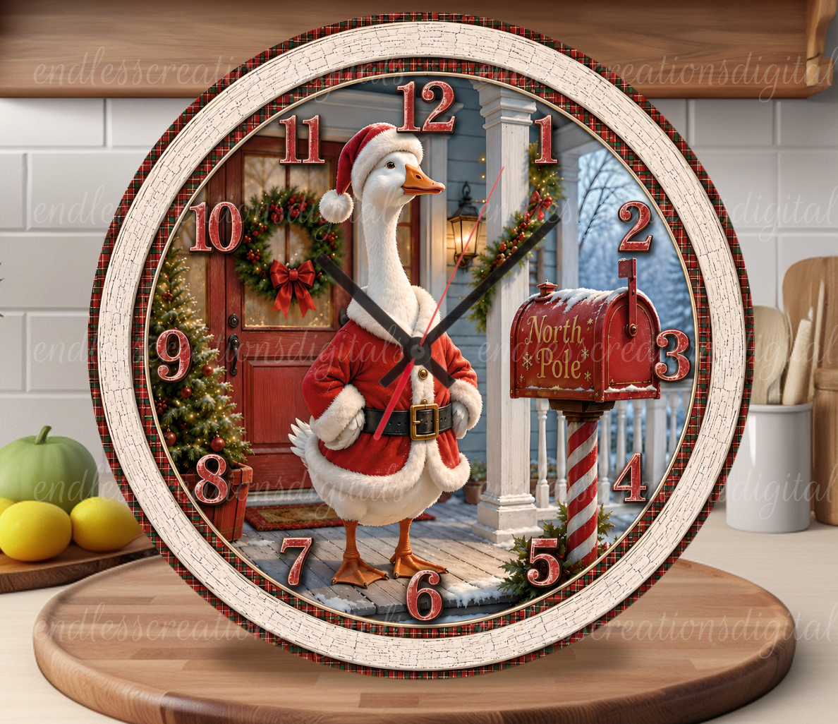 MERRY CHRISTMAS GOOSE ROUND/CLOCK DESIGN BUNDLE OF 6