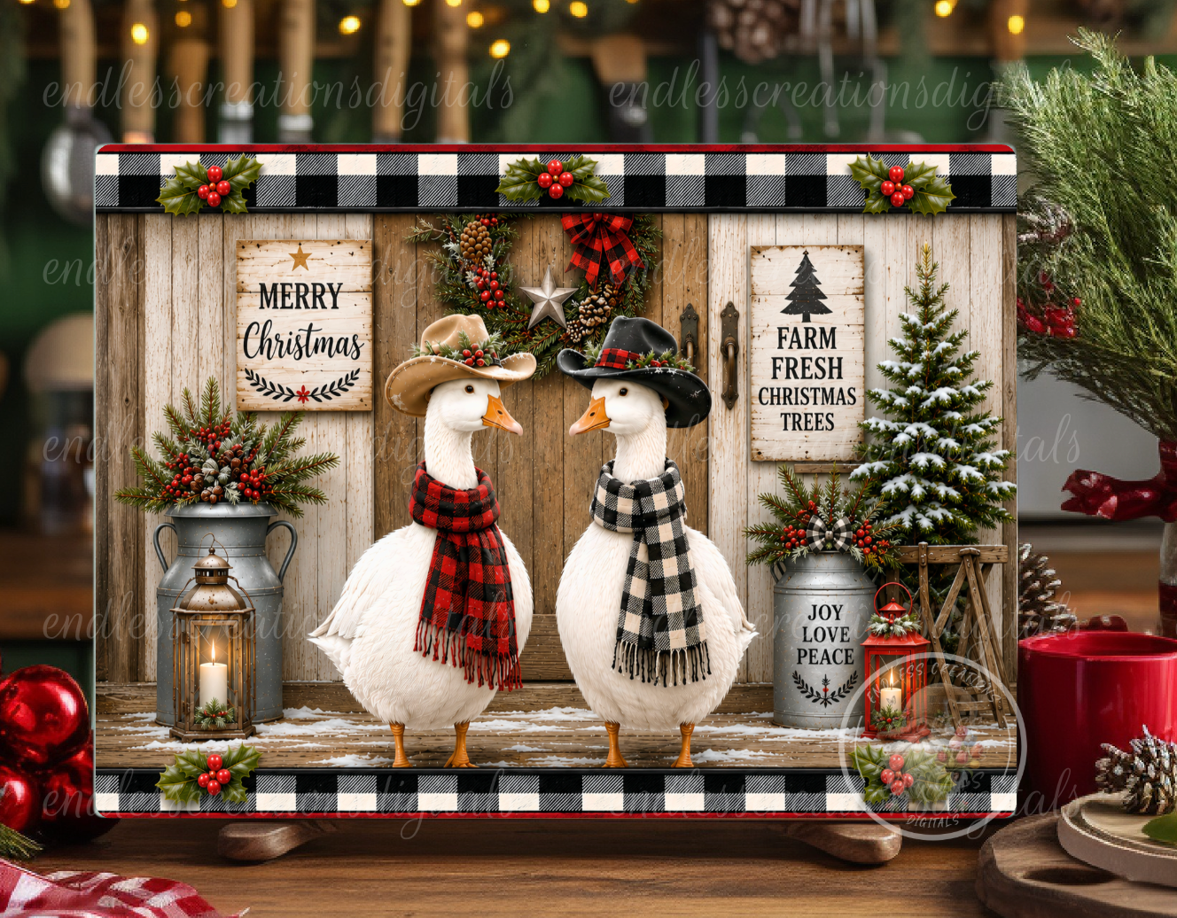 COWBOY CHRISTMAS GOOSE ROUND/GARDEN FLAG BUNDLE OF 3