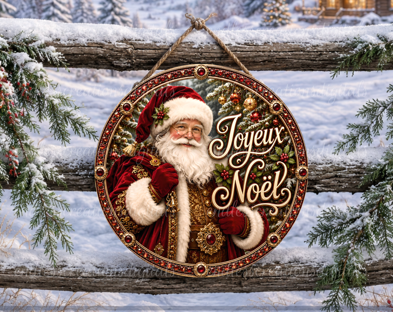 FRENCH VERSION MERRY CHRISTMAS LUXURIOUS SANTA ROUND