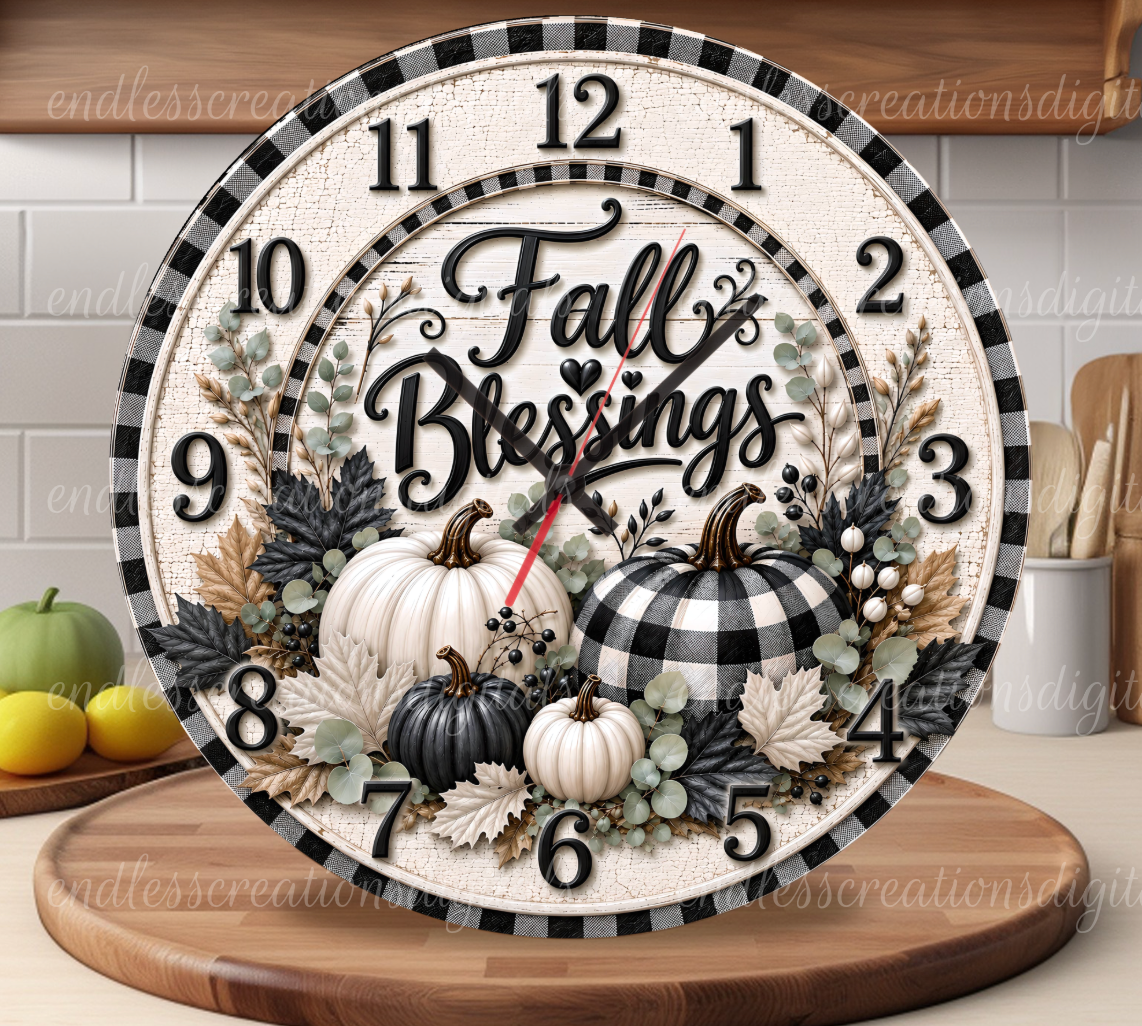 FALL BLESSINGS ROUND/CLOCK DESIGN BUNDLE OF 5