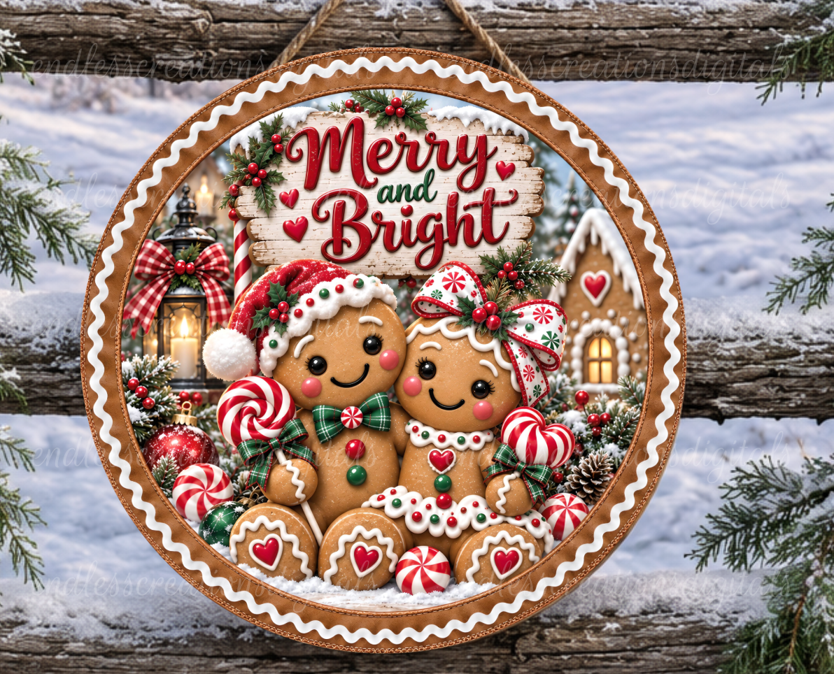 MERRY AND BRIGHT GINGERBREAD ROUND ONLY