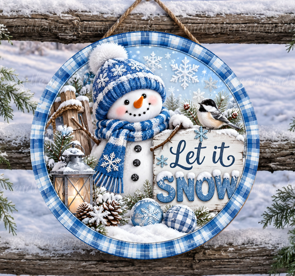 BLUE LET IT SNOW ROUND ONLY