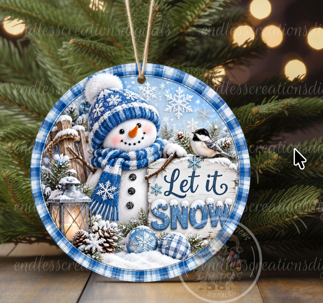 BLUE LET IT SNOW ROUND ONLY