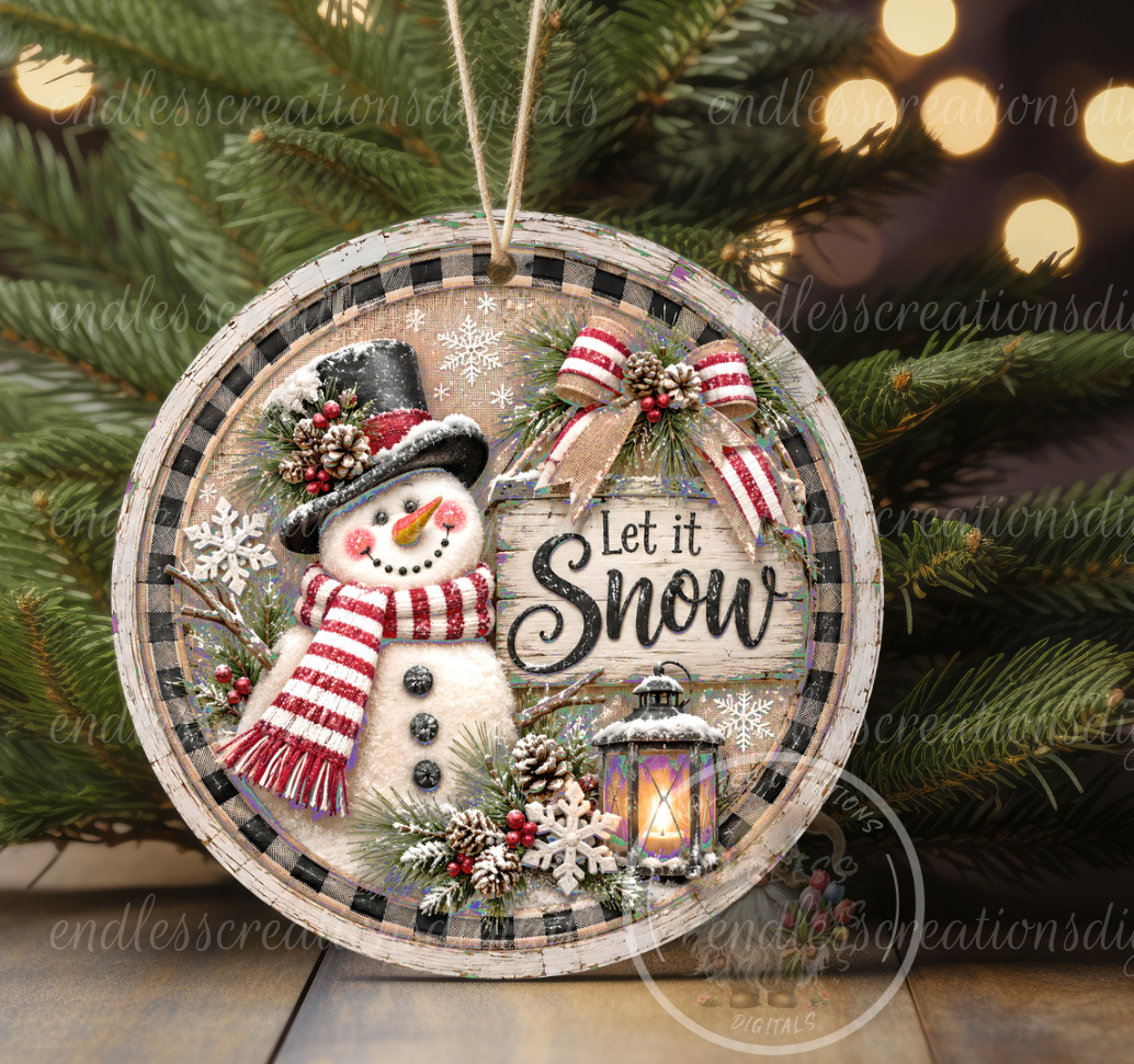NEUTRAL FARMHOUSE LET IT SNOW ROUND ONLY
