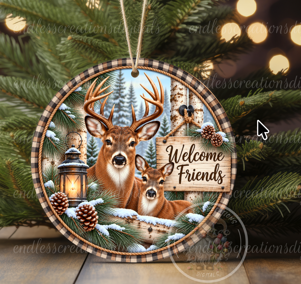 WINTER WELCOME DEER ROUND ONLY