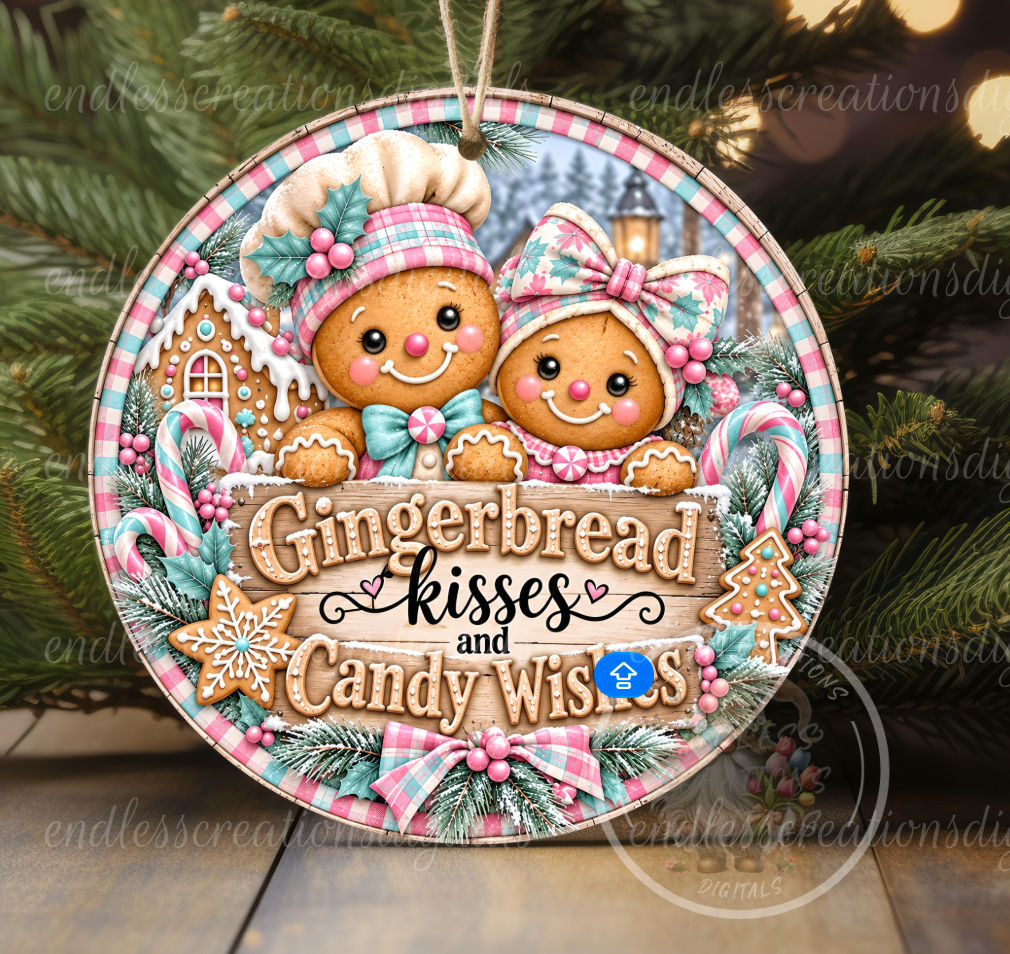 GINGERBREAD KISSES PINK/TURQUOISE ROUND ONLY