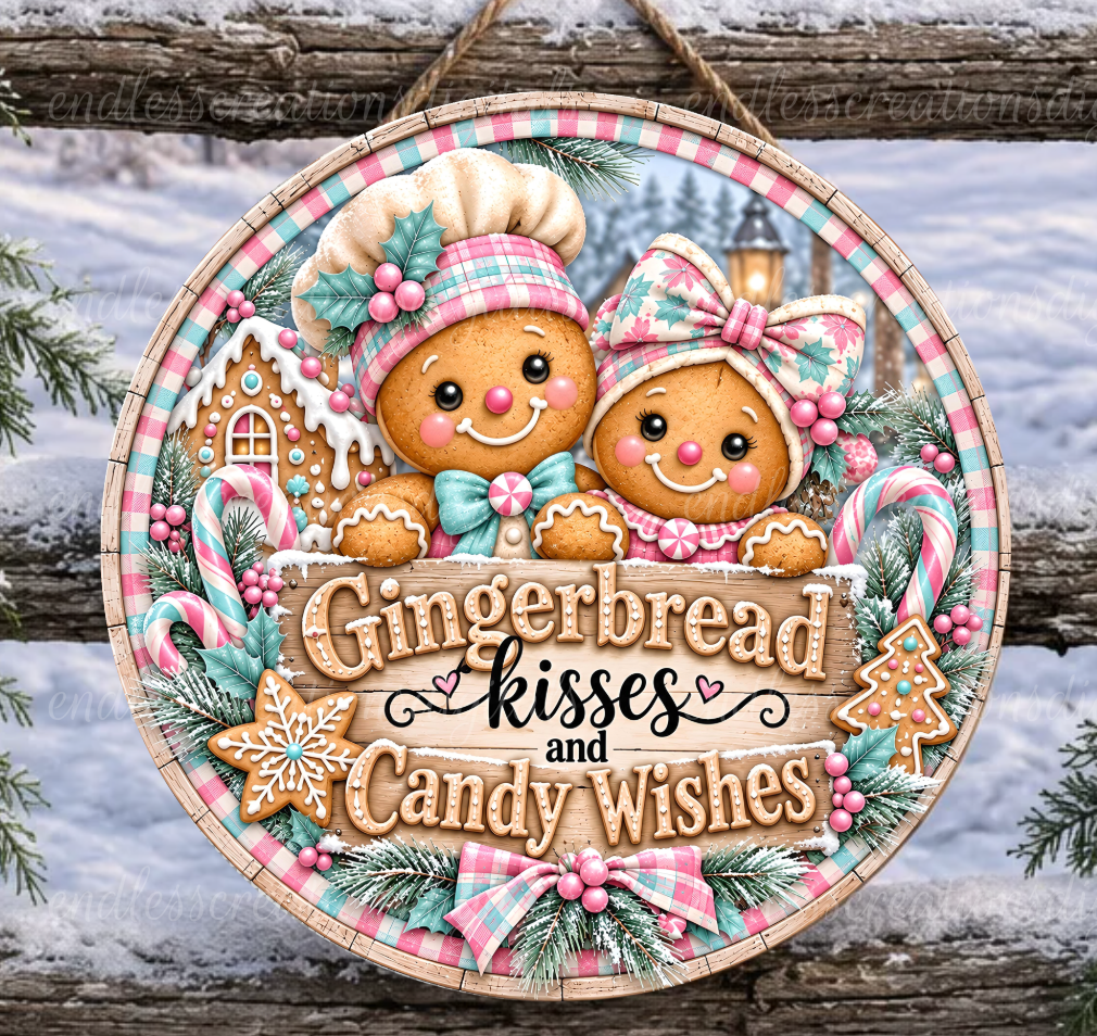 GINGERBREAD KISSES PINK/TURQUOISE ROUND ONLY