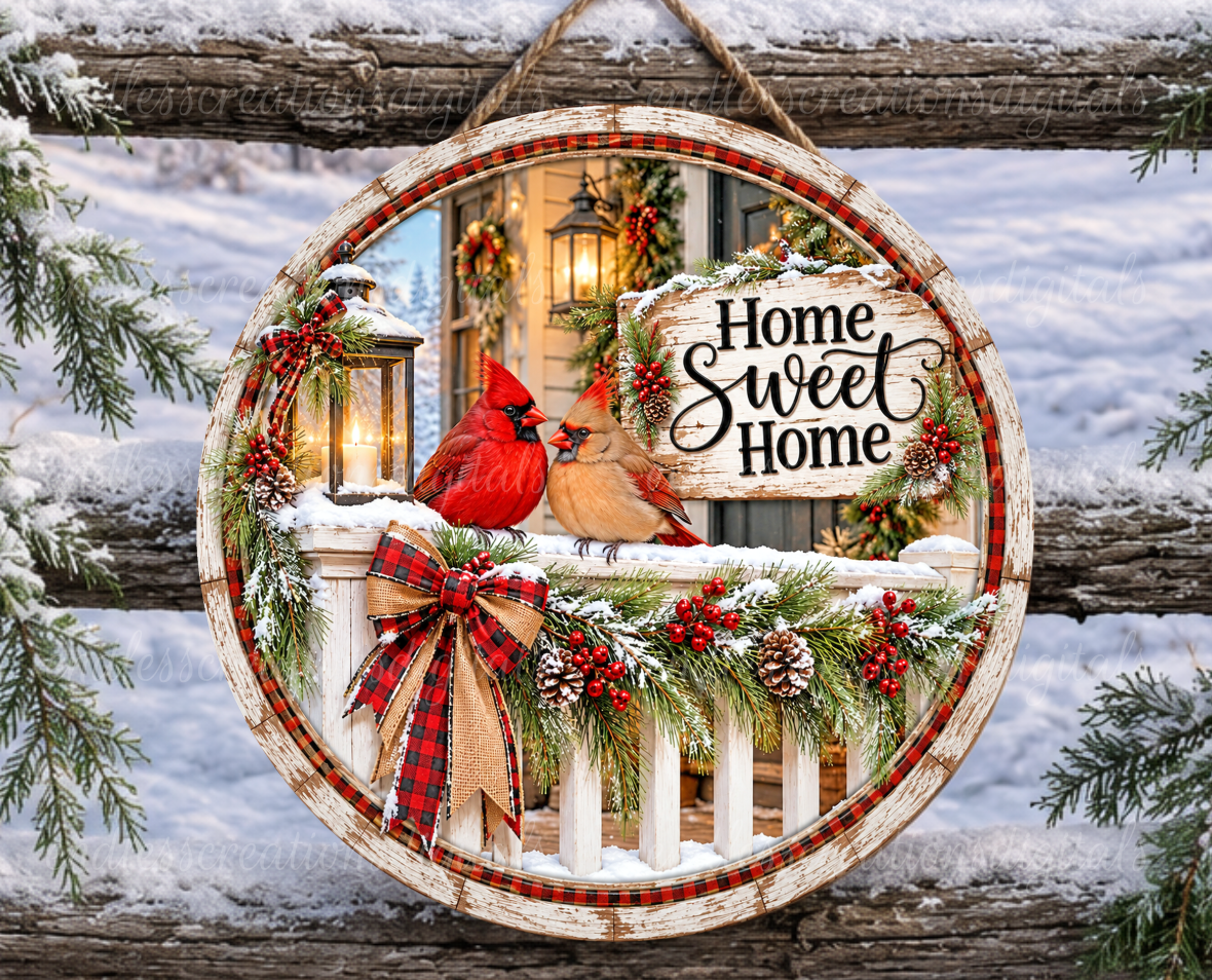 HOME SWEET HOME CARDINALS ROUND ONLY
