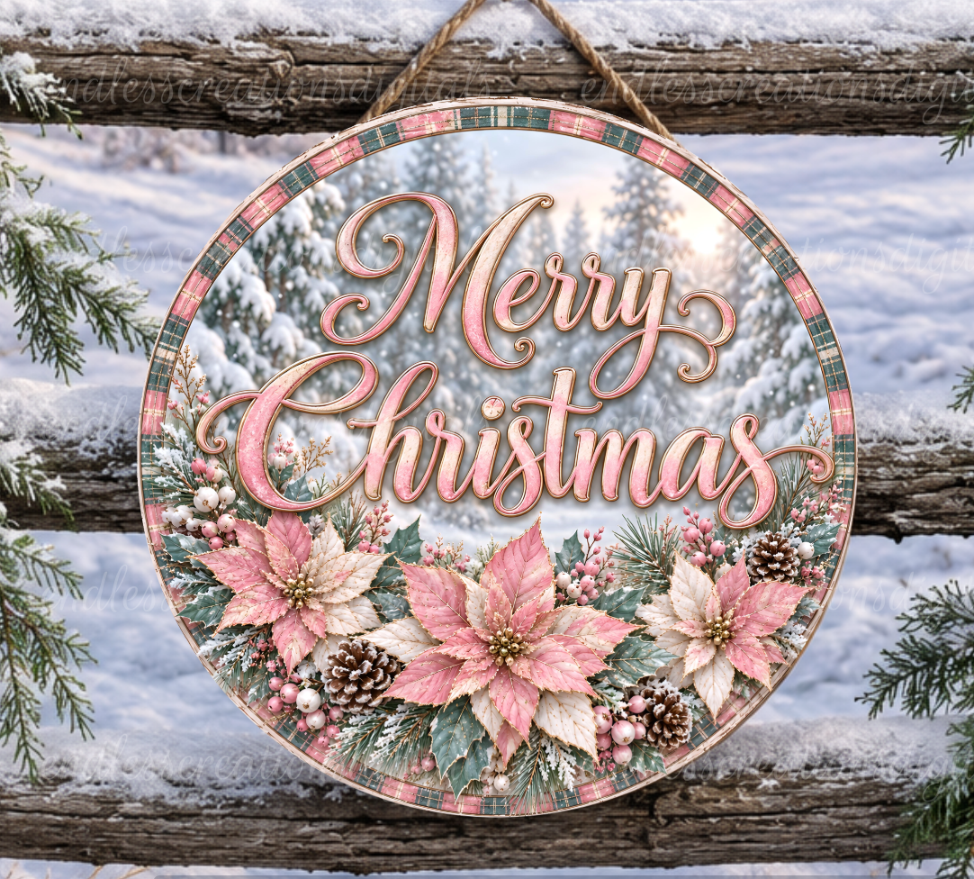 PINK/GOLD MERRY CHRISTMAS ROUND ONLY