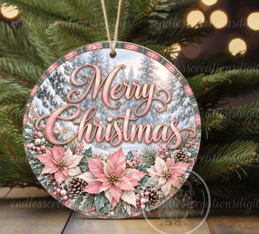 PINK/GOLD MERRY CHRISTMAS ROUND ONLY