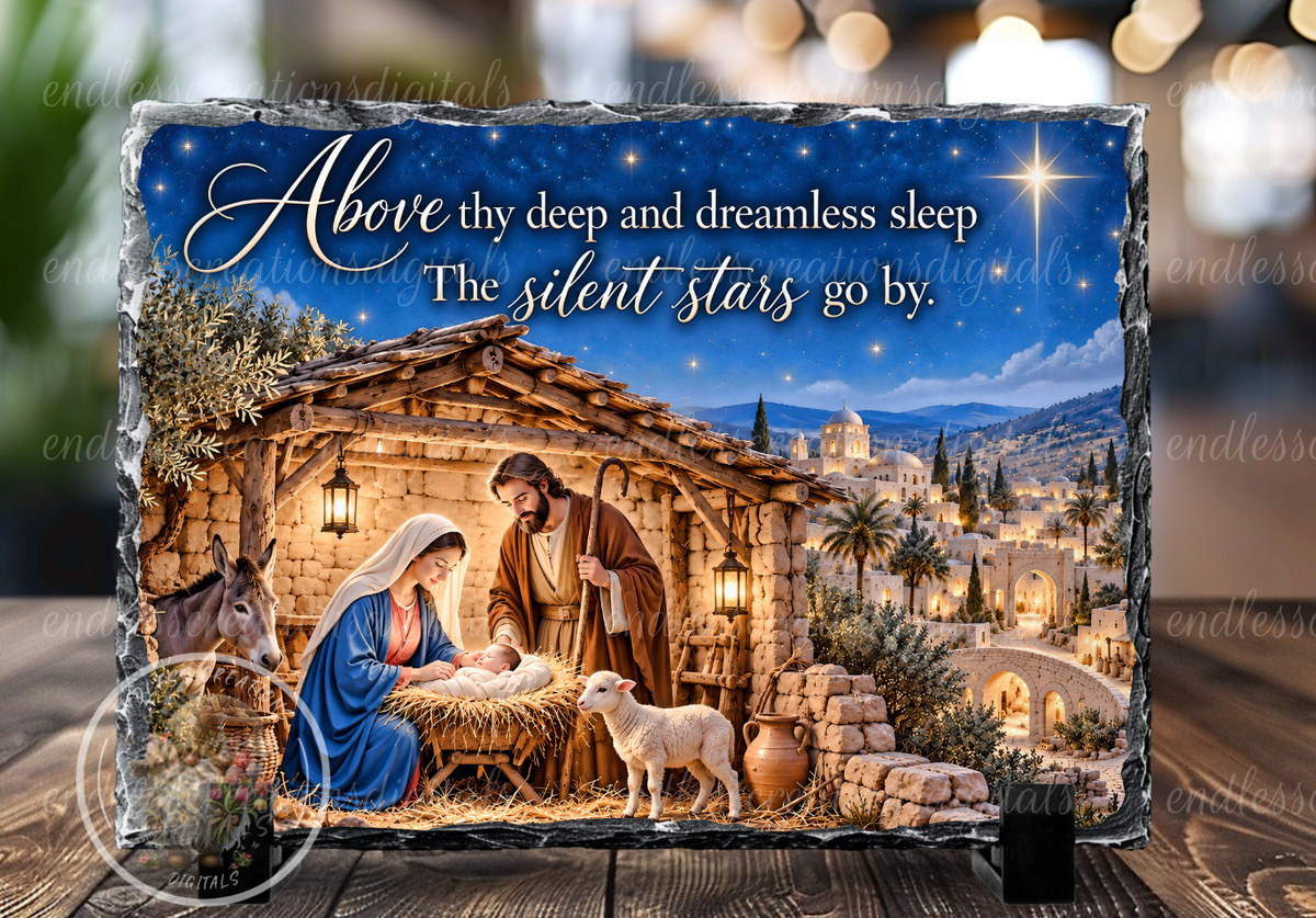 BETHLEHEM NATIVITY CUTTING BOARD.SLATE DESIGN