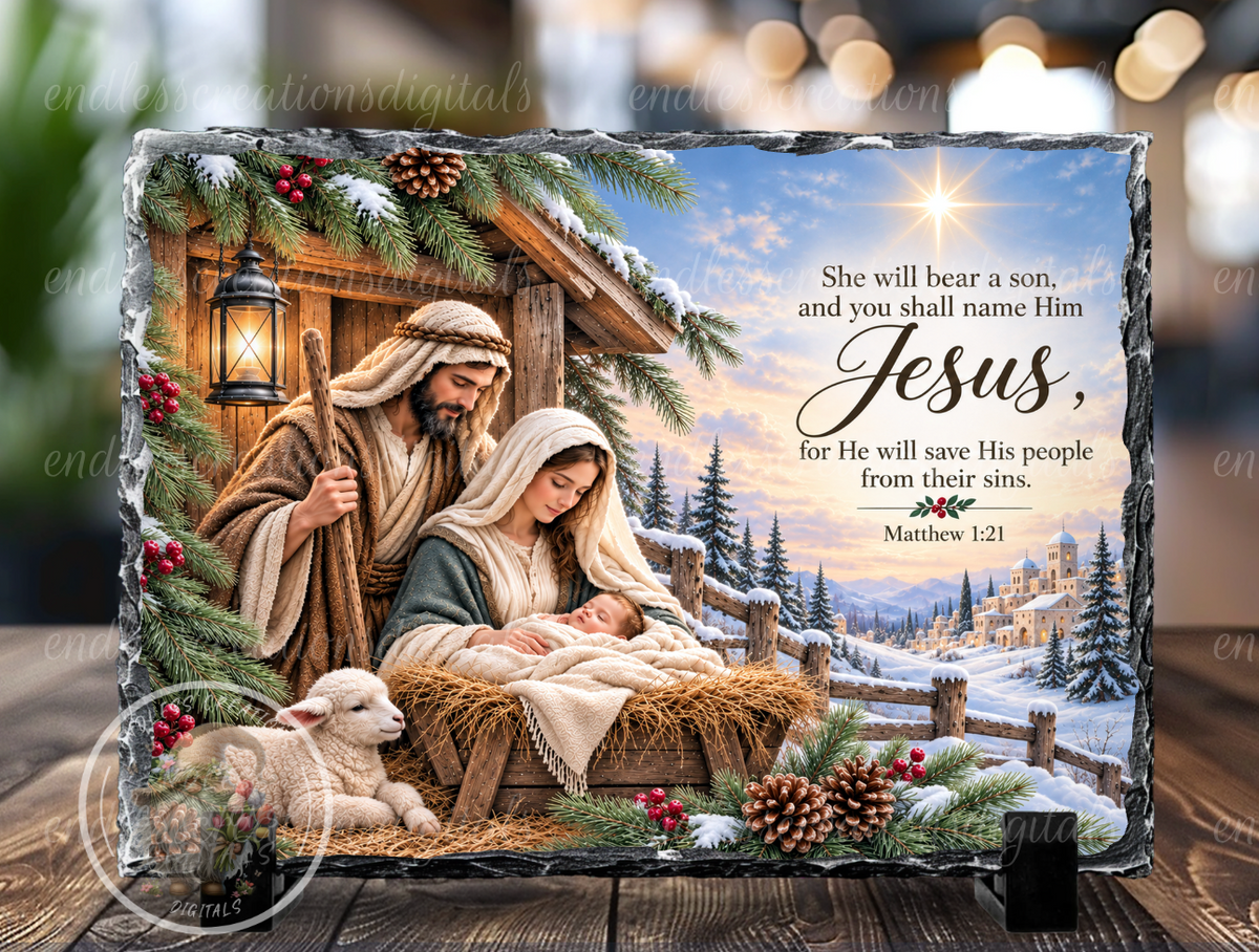 MATTHEW 1:21 CUTTING BOARD/SLATE DESIGN