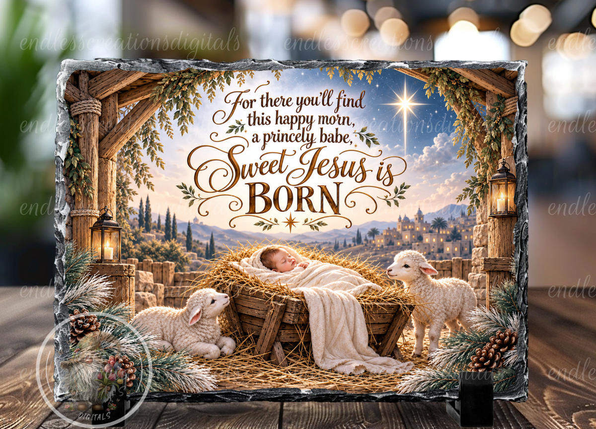 SWEET JESUS IS BORN CUTTING BOARD/SLATE DESIGN