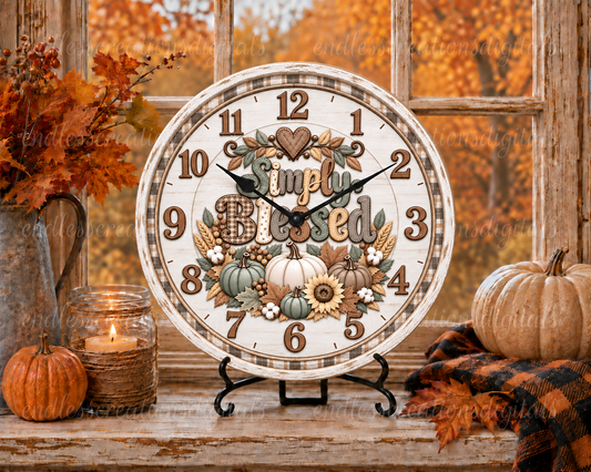 SIMPLY BLESSED ROUND CLOCK DESIGN