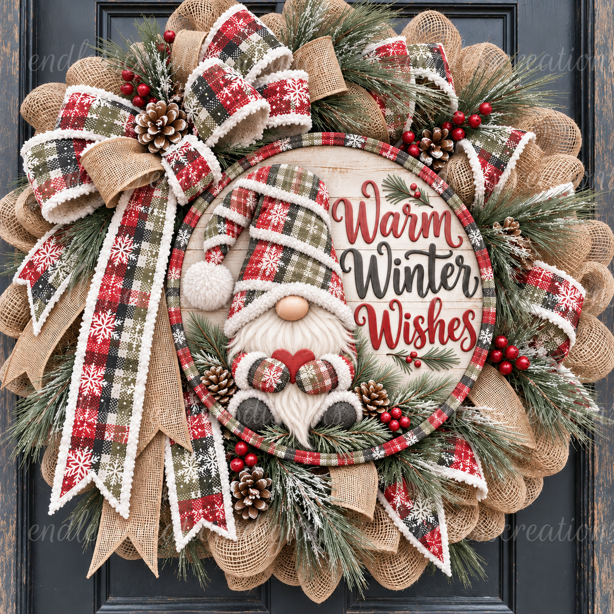 WINTER WISHES GNOME ROUND ONLY