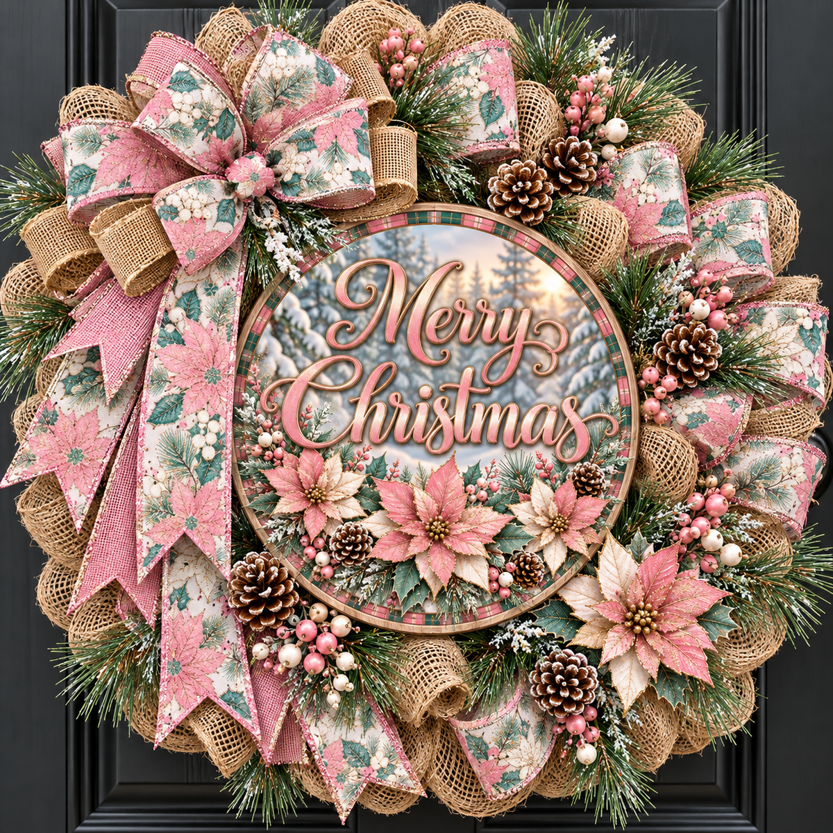 PINK/GOLD MERRY CHRISTMAS ROUND ONLY