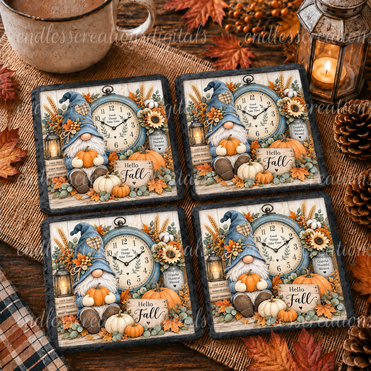 SQUARE FALL GNOME 2 FILES, 1 FRAMED
