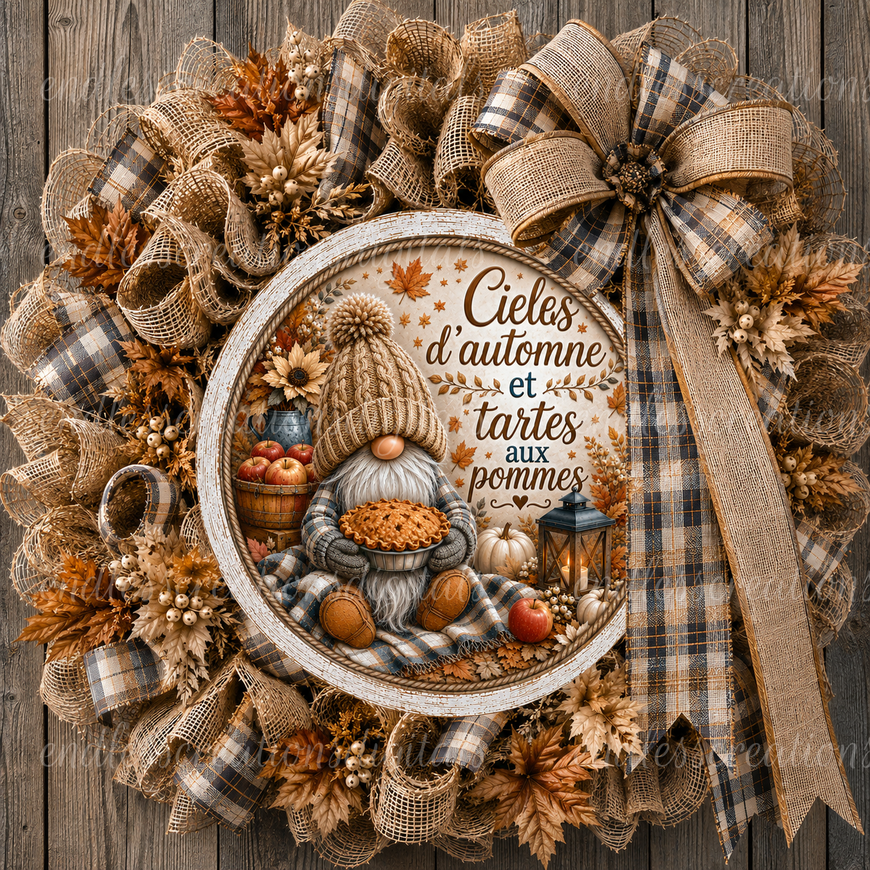 FALL APPLE PIE GNOME FRENCH ROUND ONLY