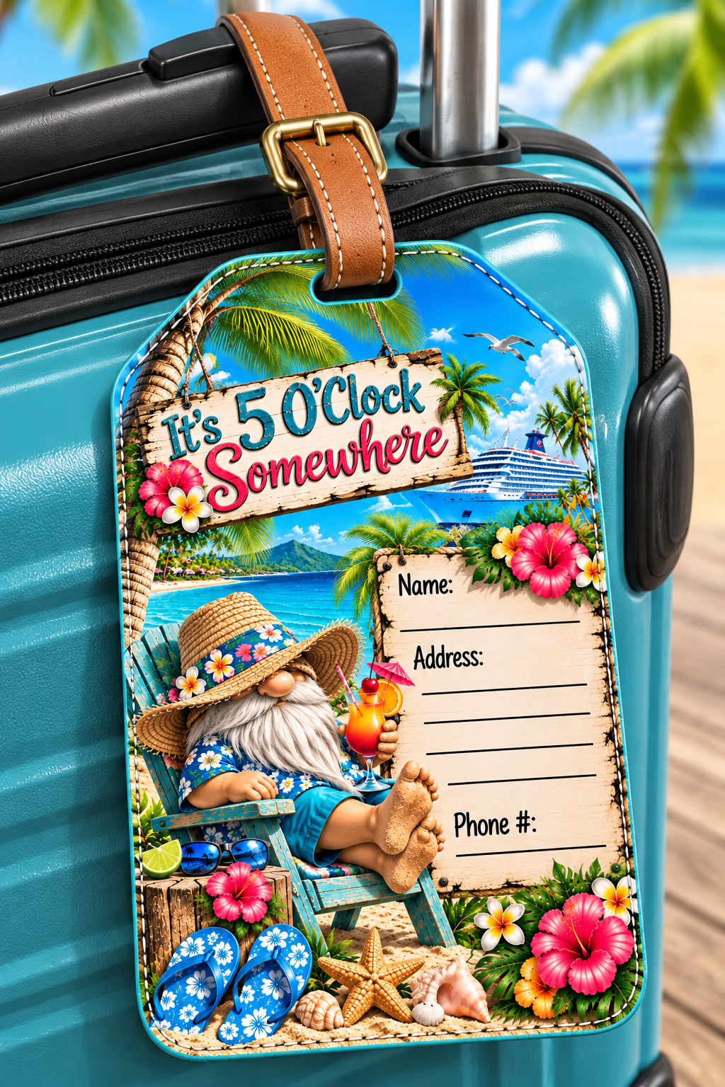TROPICAL GNOME LUGGAGE TAG