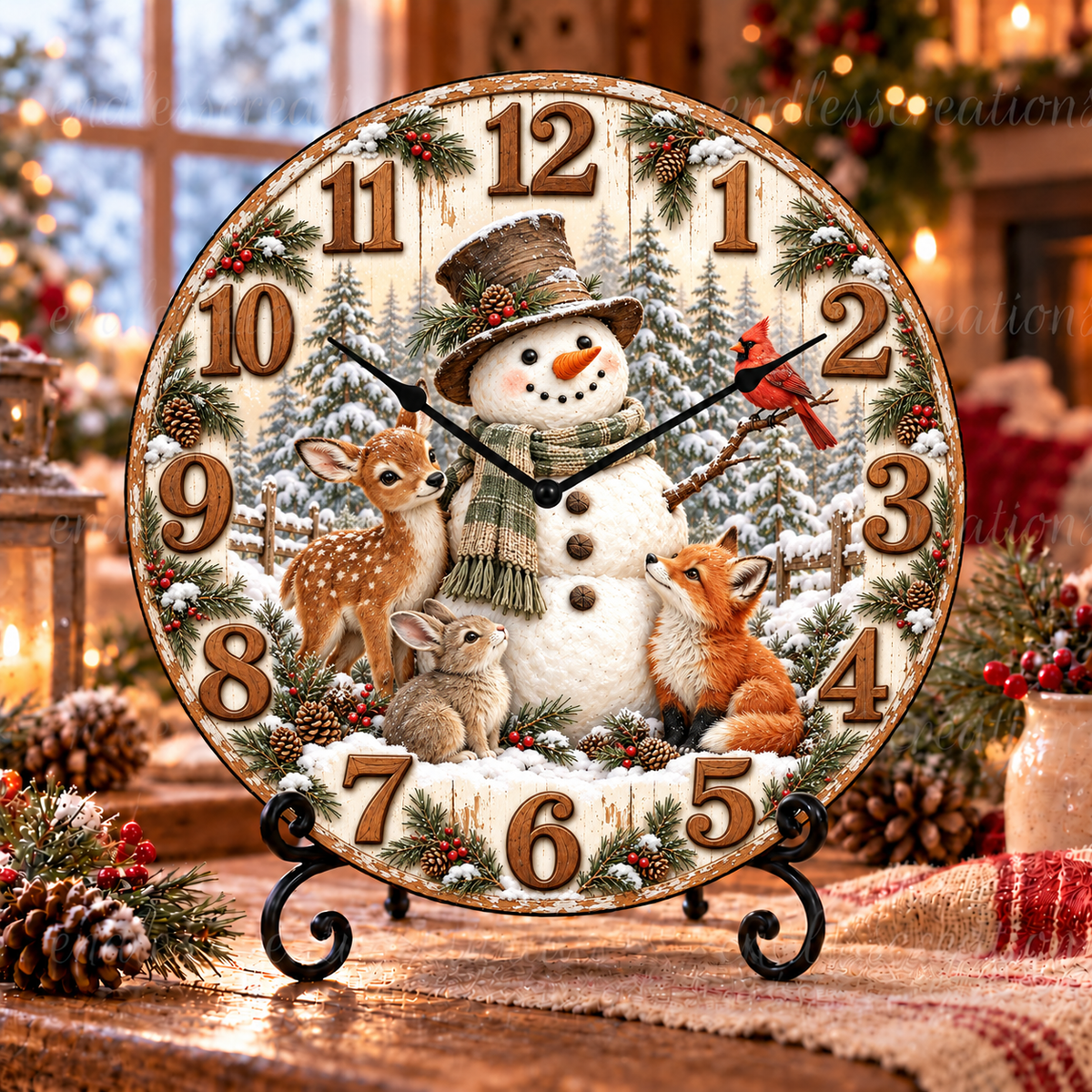 SNOWMAN WOODLANDS CLOCK DESIGN