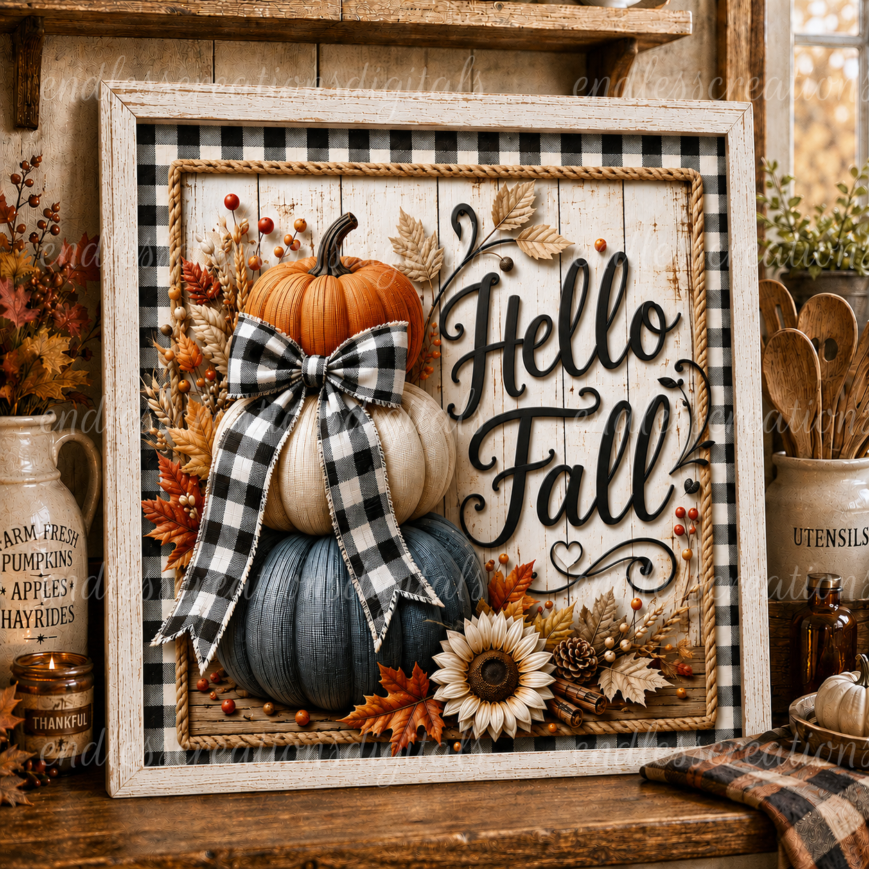 HELLO FALL STACKED PUMPKINS BUNDLE OF 4