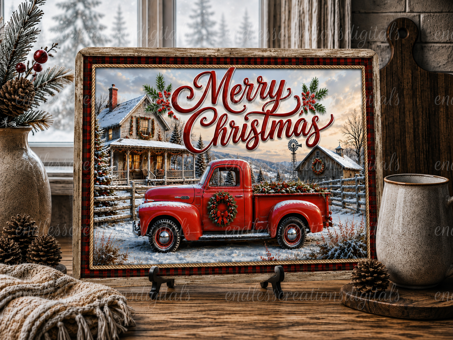 RED TRUCK CHRISTMAS CUTTING BOARD DESIGN