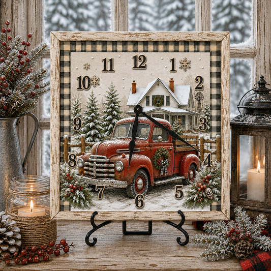 SQUARE RED TRUCK CLOCK DESIGN