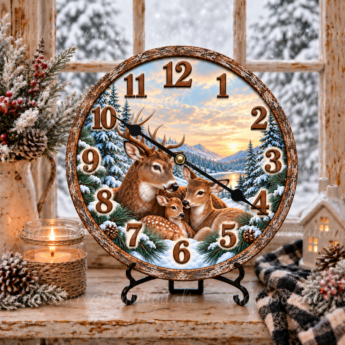 WINTER DEER CLOCK DESIGN