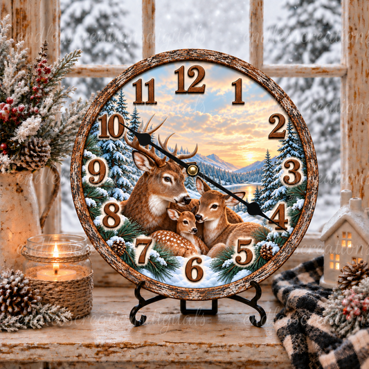 WINTER DEER CLOCK DESIGN