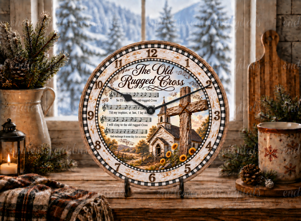 RUGGED CROSS ROUND CLOCK DESIGN