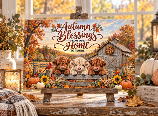 AUTUMN BLESSINGS CUTTING BOARD/SLATE DESIGN