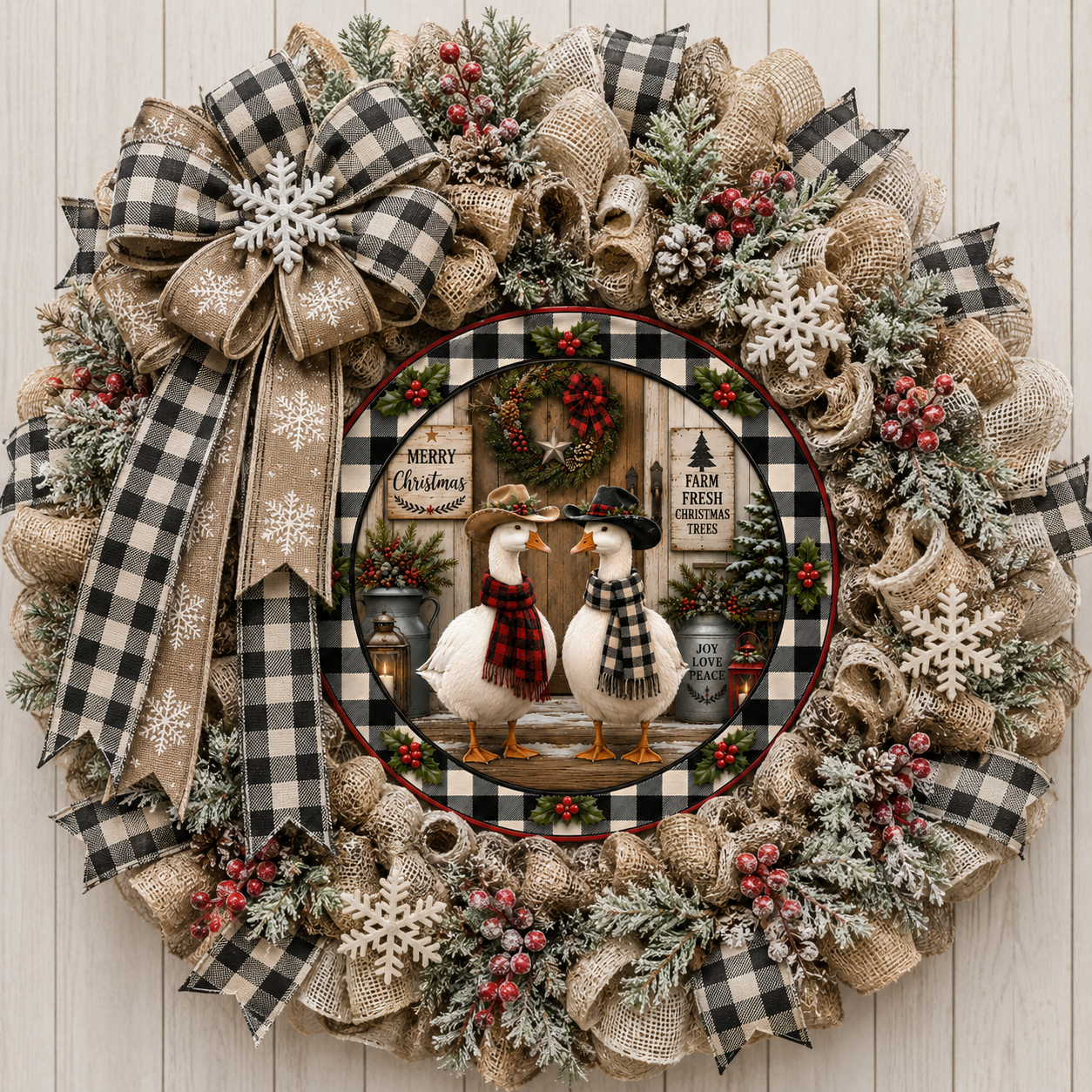 COWBOY CHRISTMAS GOOSE ROUND/GARDEN FLAG BUNDLE OF 3